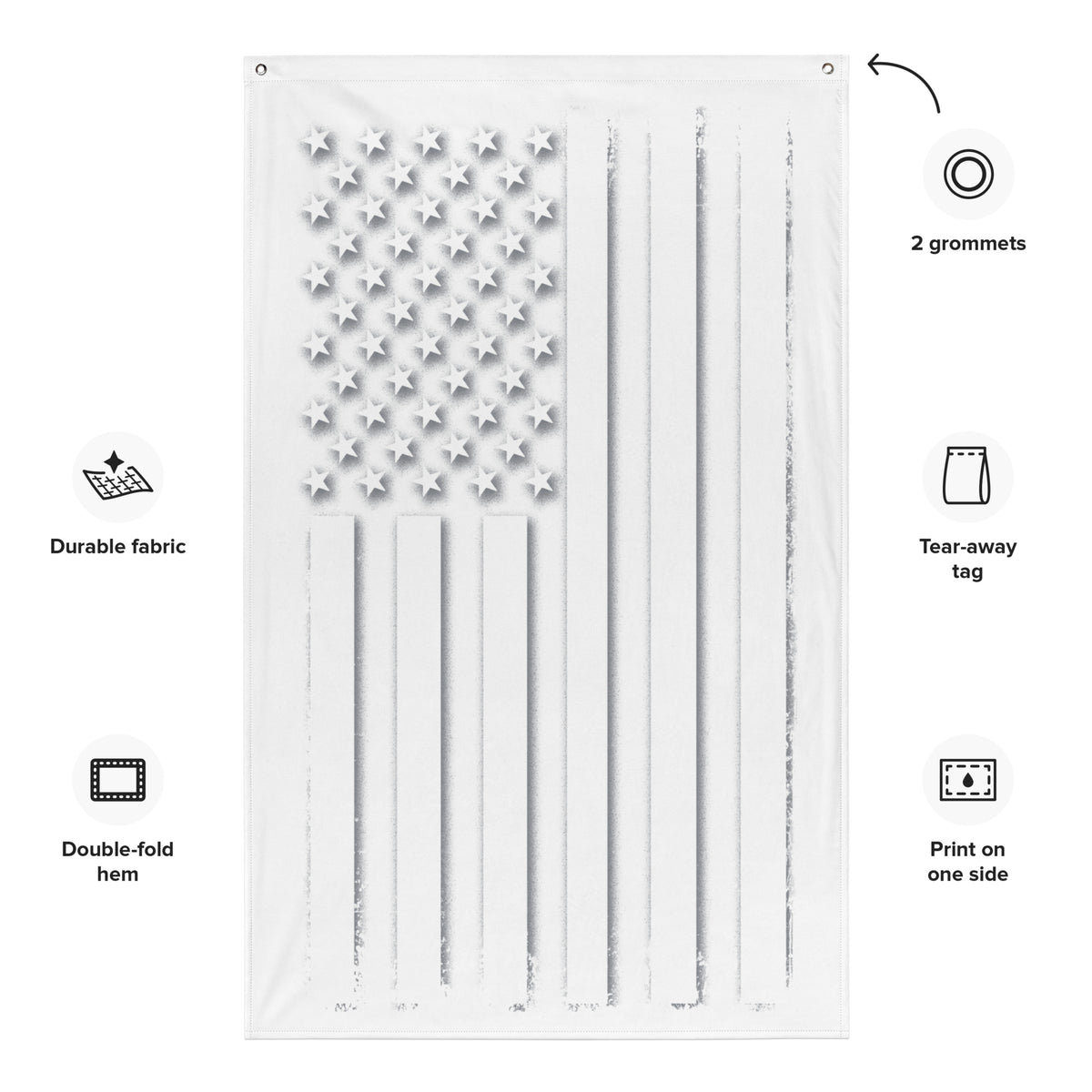 White Out American Flag Wall Flag