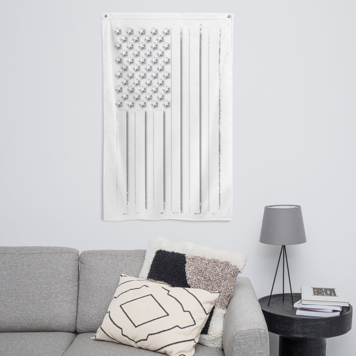 White Out American Flag Wall Flag