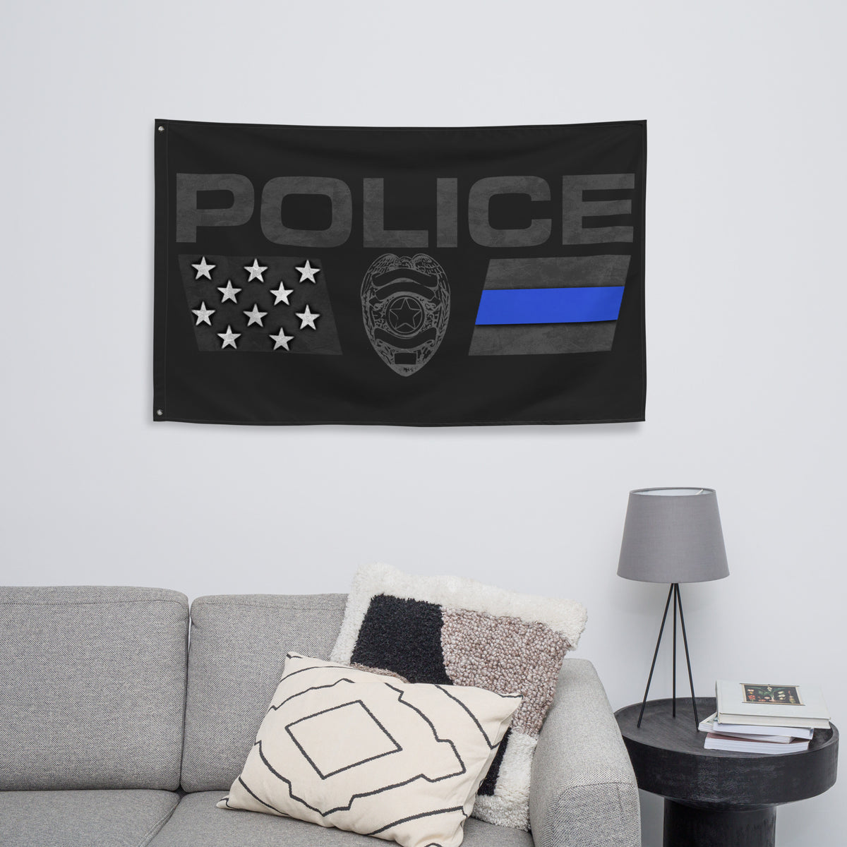 Police: Black and Blue Wall Flag