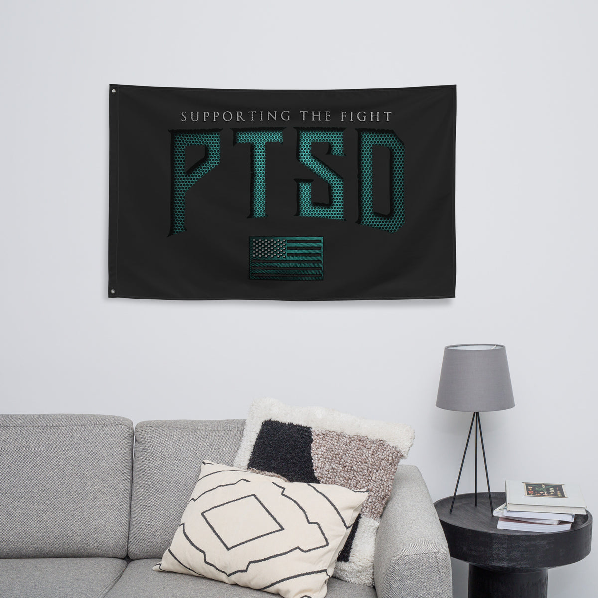 PTSD Carbon Onyx Wall Flag