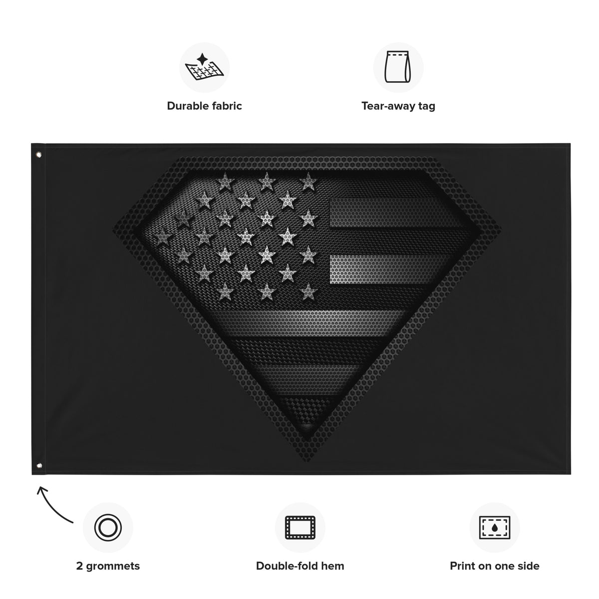 Super Patriot Carbon Onyx Wall Flag