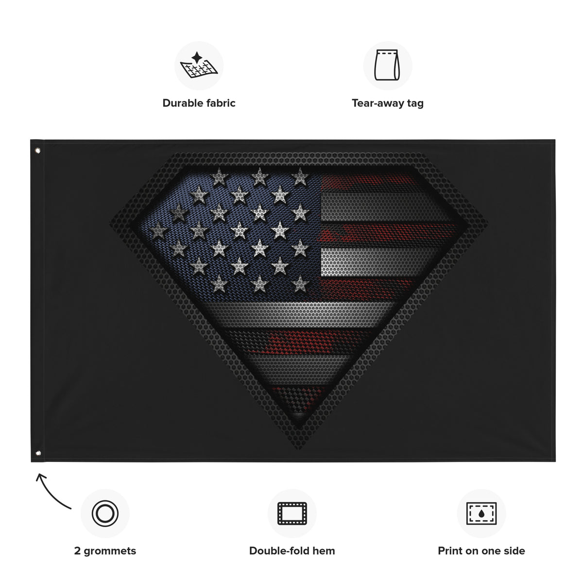 Super Patriot Carbon Color Onyx Wall Flag