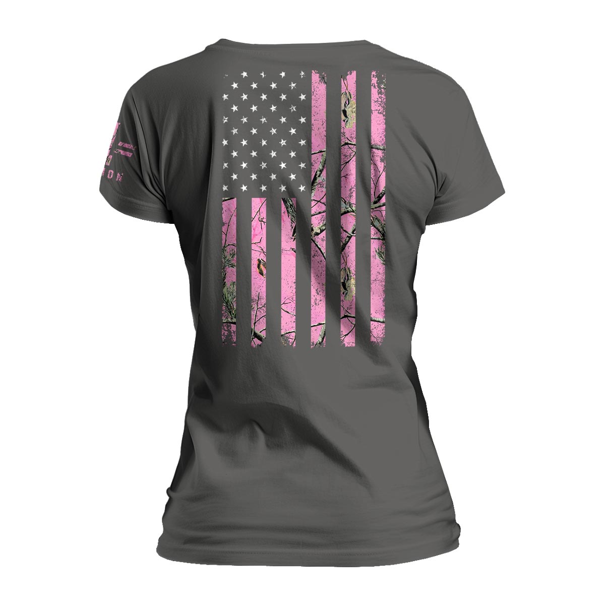 Pink Hunting Camo American Flag - Women&#39;s Relaxed Fit