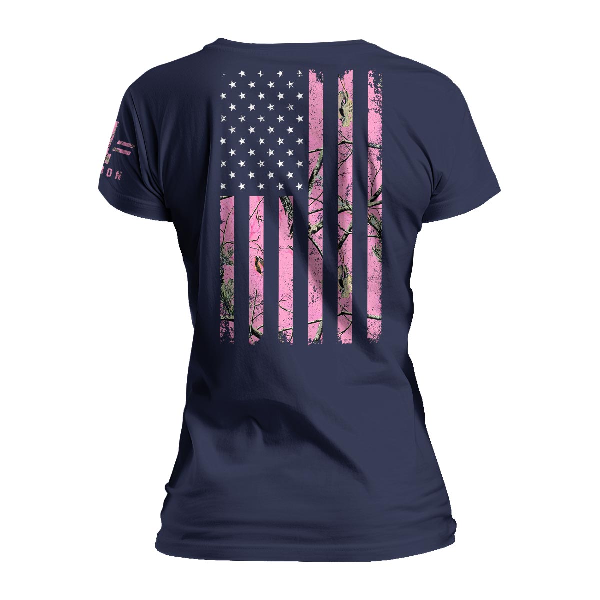 Pink Hunting Camo American Flag - Women&#39;s Relaxed Fit