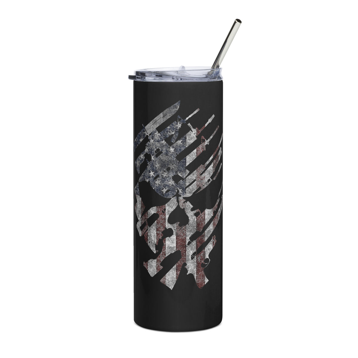American Flag -Skull and Weapons Tumbler