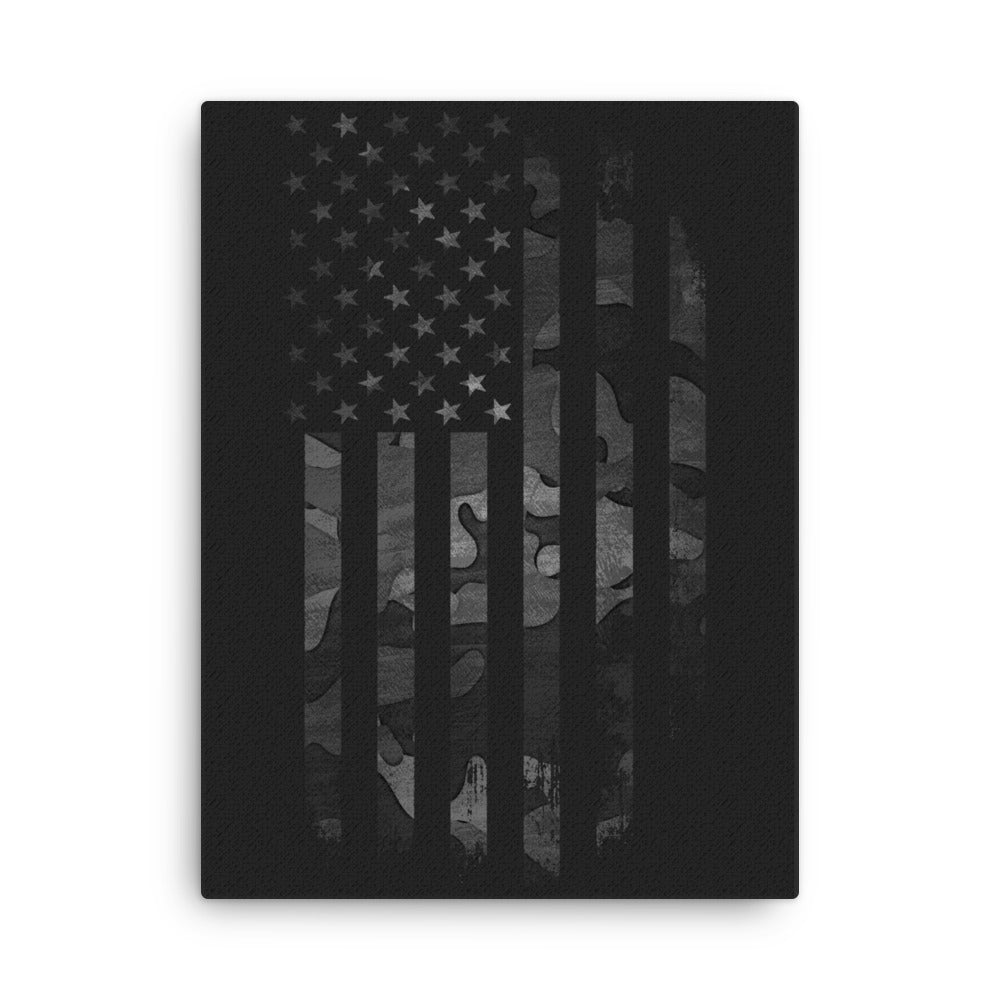 Black Camo American Flag Canvas