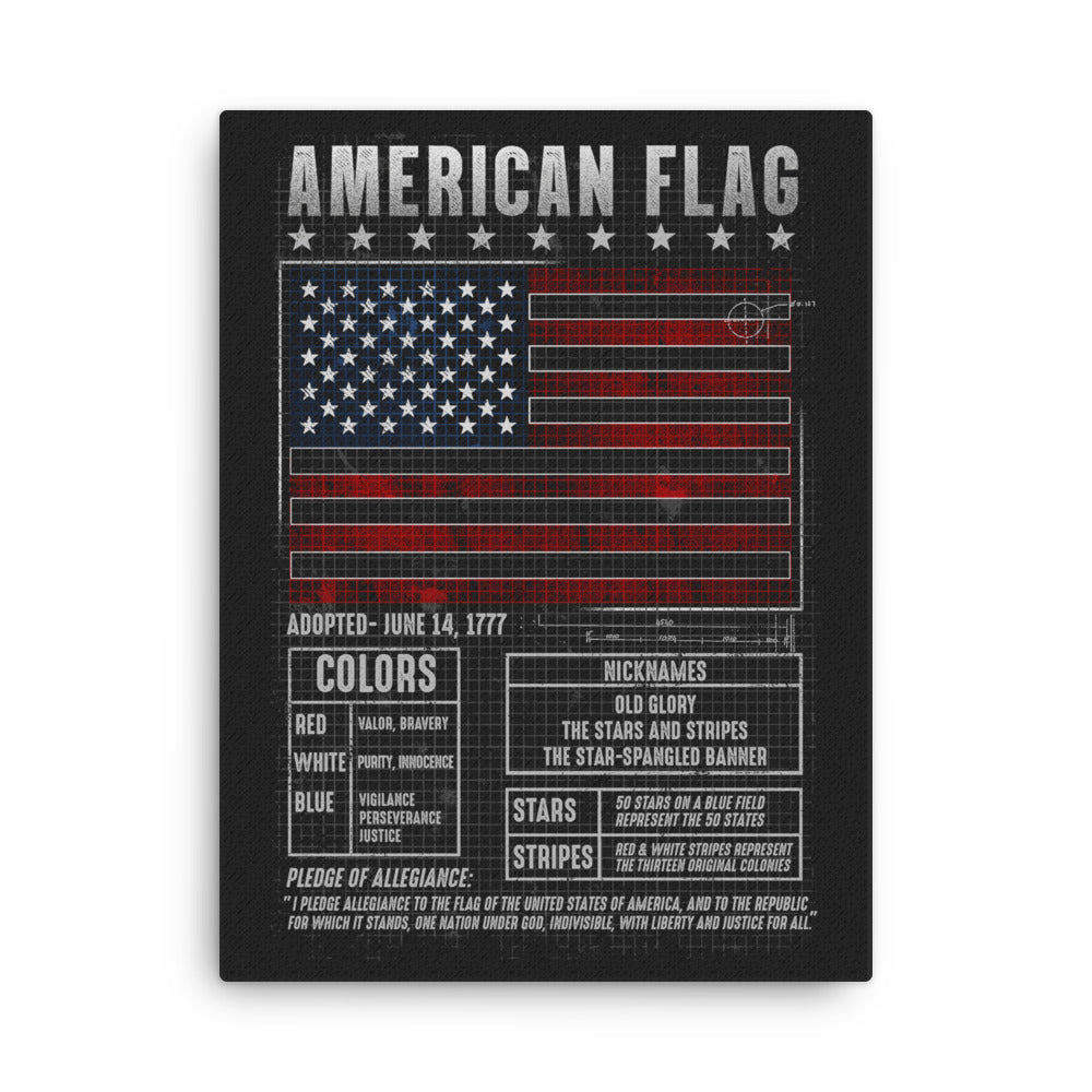 American Flag Blueprint Canvas