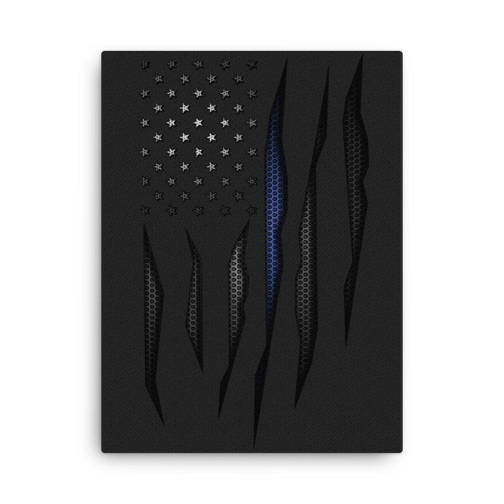 Carbon Onyx Thin Blue Line Flag Canvas