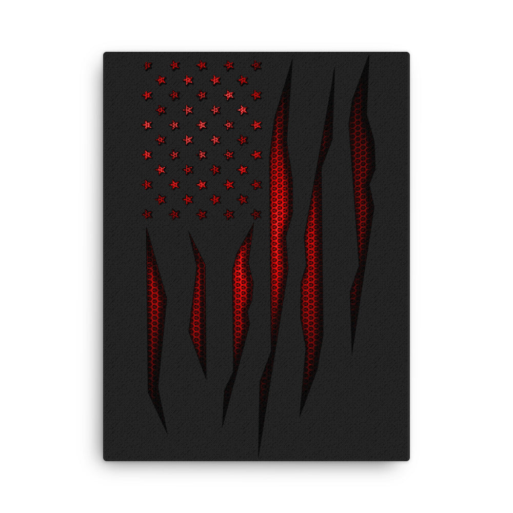 Red Carbon Onyx American Flag Canvas