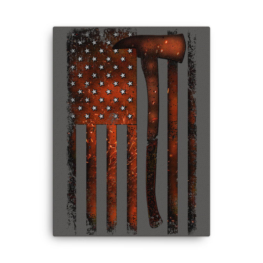 Firefighter Flame Flag Canvas