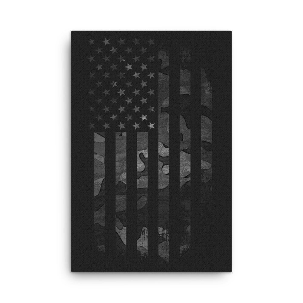 Black Camo American Flag Canvas - 1 Nation Design
