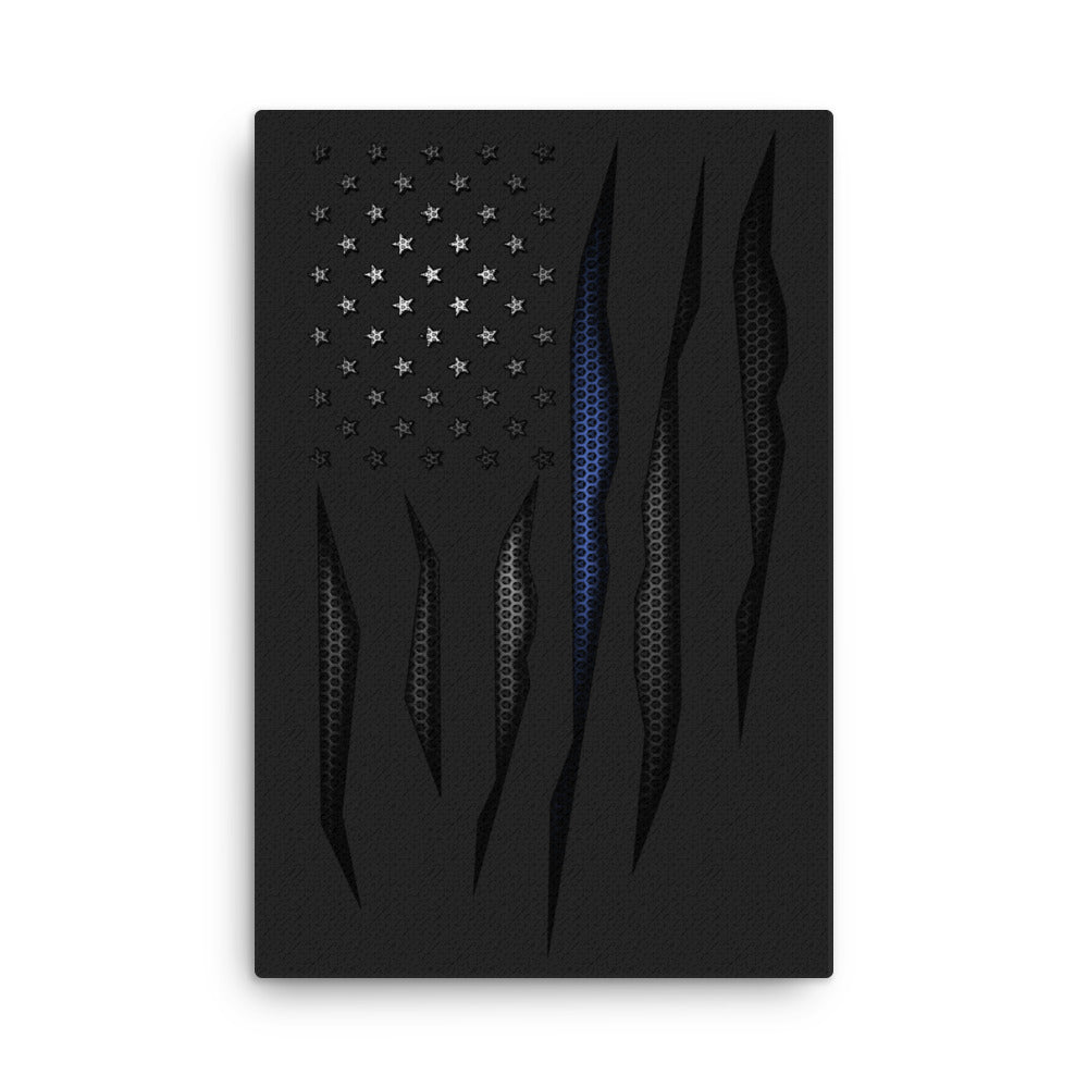 Carbon Onyx Thin Blue Line Flag Canvas