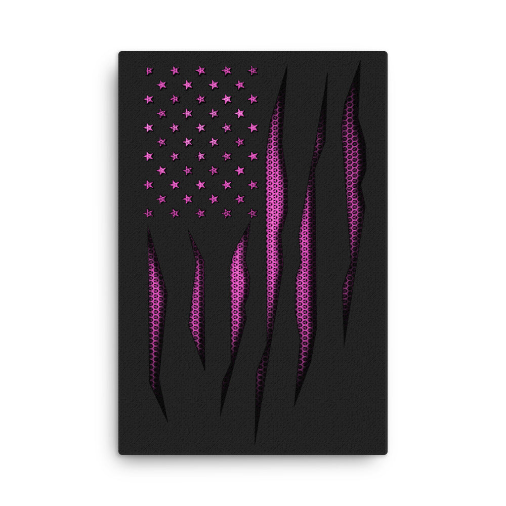 Pink Carbon Onyx American Flag Canvas