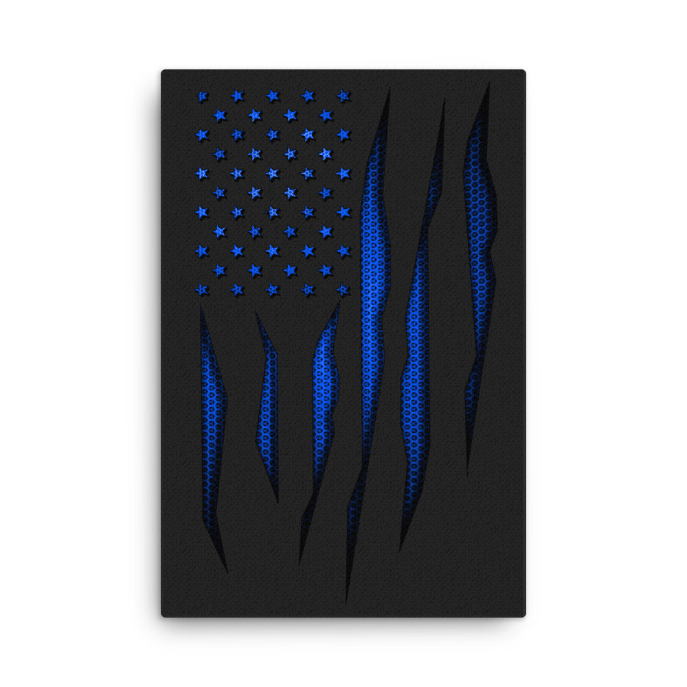 Blue Carbon Onyx American Flag Canvas