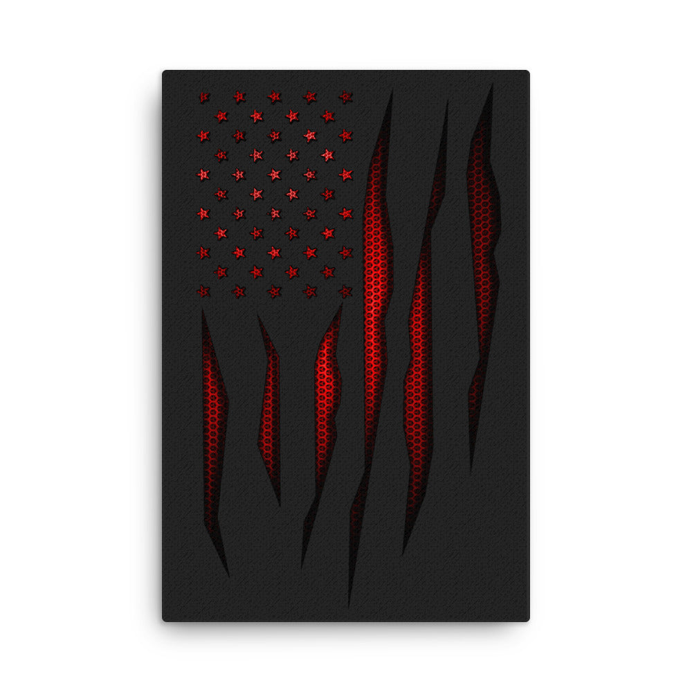 Red Carbon Onyx American Flag Canvas