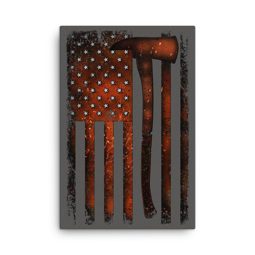 Firefighter Flame Flag Canvas