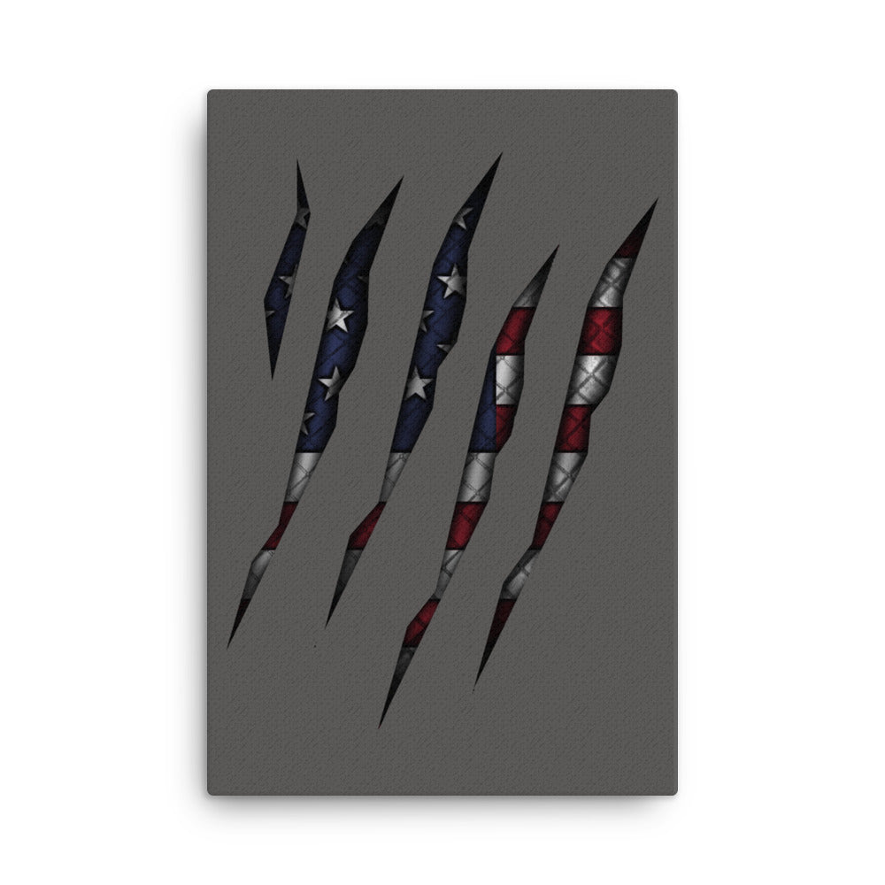 American Flag Rip Through Canvas