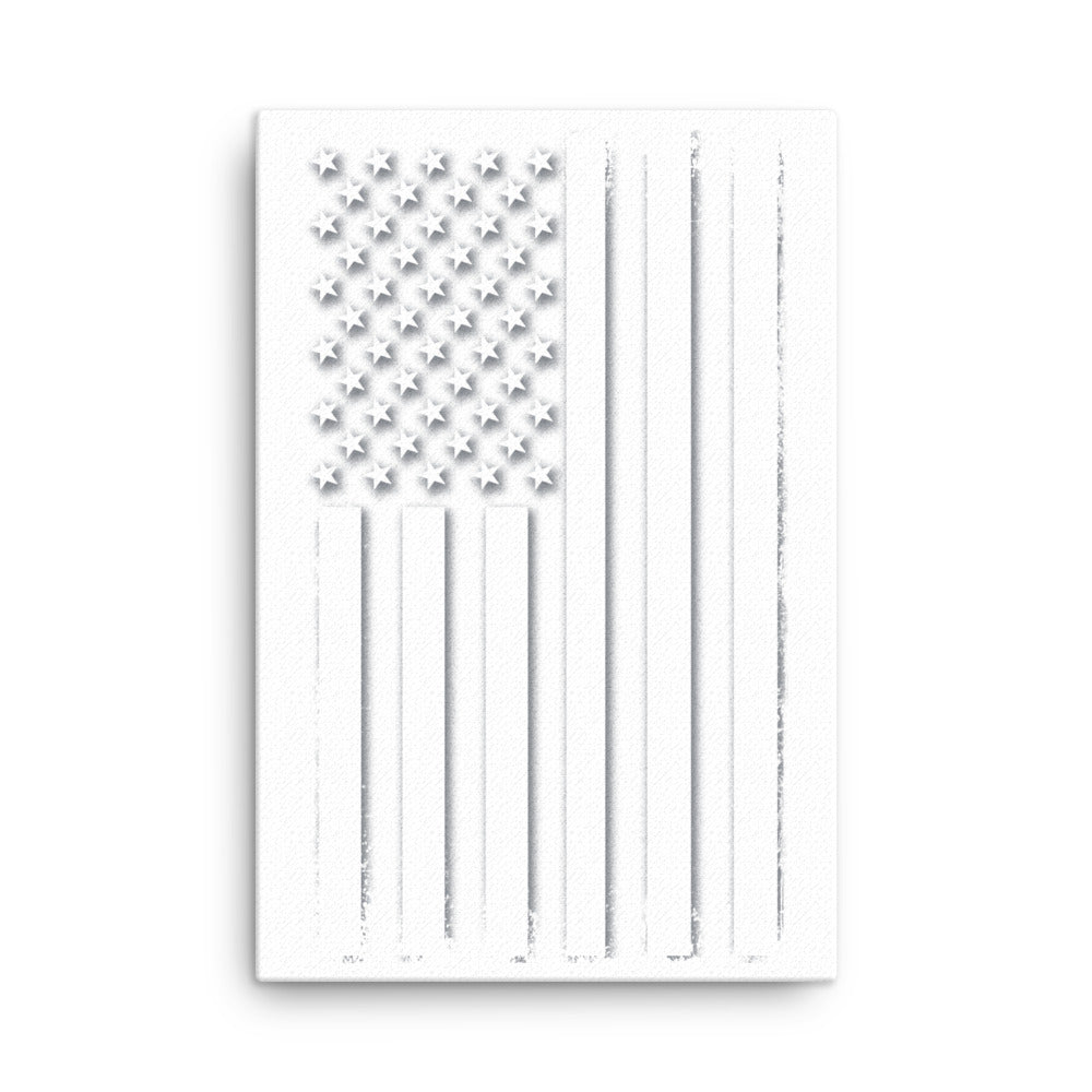 White Out American Flag Canvas