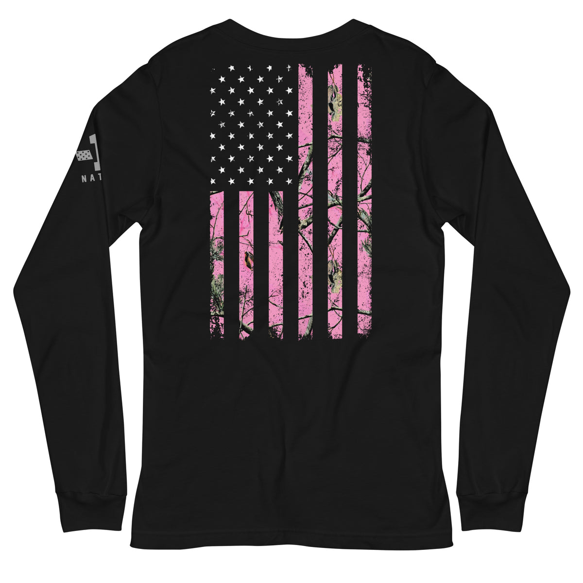 American Flag Pink Hunting Camo Long Sleeve
