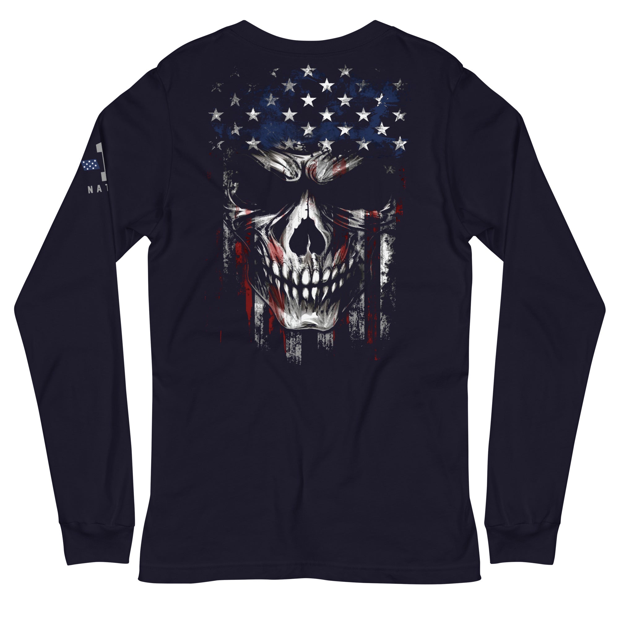 American Flag -Skull Long Sleeve - 1 Nation Design